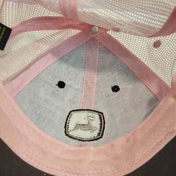 John Deere Pink Brown Hat Snapback Baseball Vintage Cap Dad Trucker - Picture 11 of 12